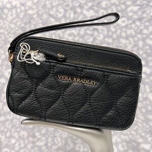 Vera Bradley Quilted Sophie Wristlet Black Genuine Leather